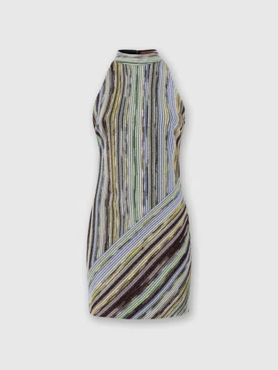 MISSONI ÄRMELLOSES MINIKLEID AUS GESTREIFTER LAMÉ-VISKOSE