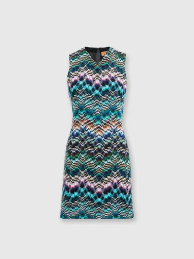 Missoni Sleeveless Mini-dress In Wool And Cotton In Multicoloured