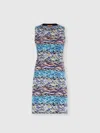 Missoni Sleeveless Mini-dress In Wool And Cotton With Wave Motif In Multicoloured