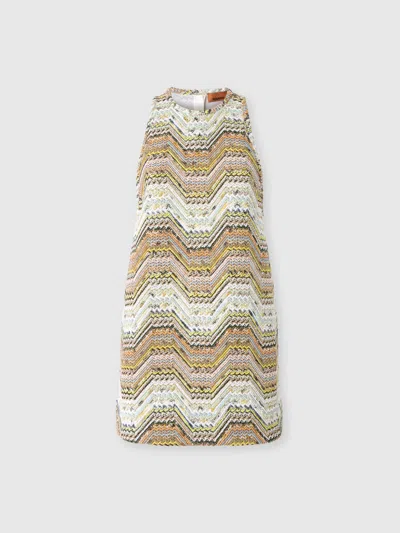 Missoni Sleeveless Mini Dress In Wool Blend In Multi
