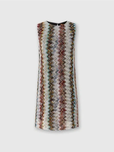 Missoni Sleeveless Mini-dress In Zig Zag Lamé Viscose Blend In Multicoloured