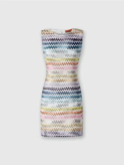 Missoni Sleeveless Mini-dress In Zig Zag Lamé Viscose In Multicoloured