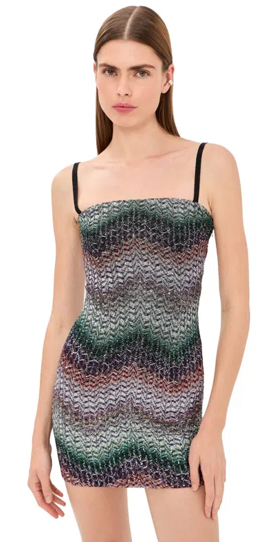 Missoni Sleeveless Mini Dress Multi Black Orange Violet In Gray