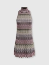 Missoni High-neck Sleeveless Zig-zag Patterned Dress In Multicoloured