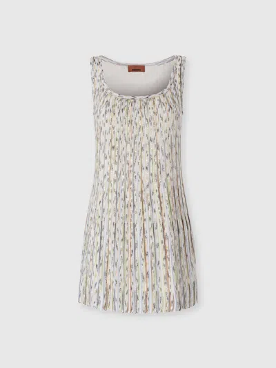 Missoni Sleeveless Mixed Viscose Mini Dress With Sequins In White