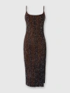 Missoni Sleeveless Ribbed Midi Dress With Sequins And Slit In Black,brown