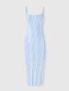 Missoni Sleeveless Ribbed Midi Dress With Sequins And Slit In Light Blue