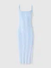 Missoni Sleeveless Ribbed Midi Dress With Sequins And Slit In Light Blue