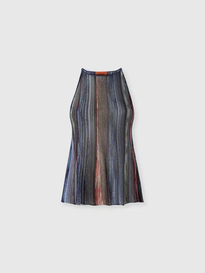 Missoni Sleeveless Ribbed Viscose Lamé Top In Multi