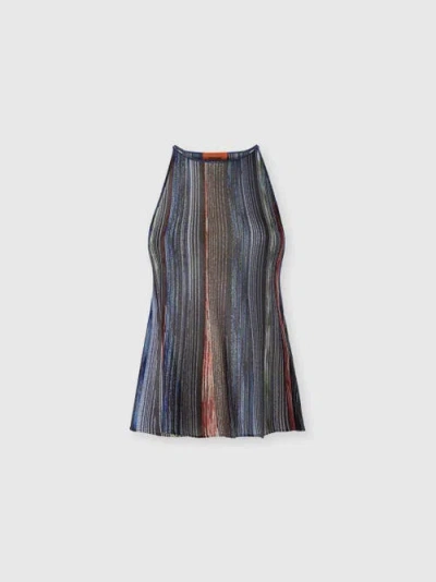 Missoni Sleeveless Ribbed Viscose Lamé Top In Multi