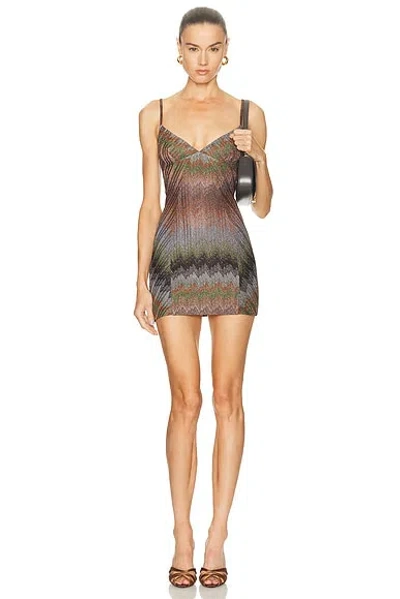 Missoni Sleeveless Short Dress In Brown
