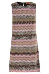 Missoni Chevron Metallic Mini Shift Dress In L Multicspacdye Darkba