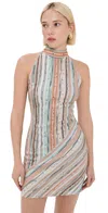 Missoni Women's Multicolor Viscose Blend Mini Dress | Size It 40 | Ds25sg1tbr002h Color Sm9kr In Multi Orange/sky/grey Tones