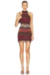 Missoni Sleeveless Short Dress In Multicolor Black & Gold