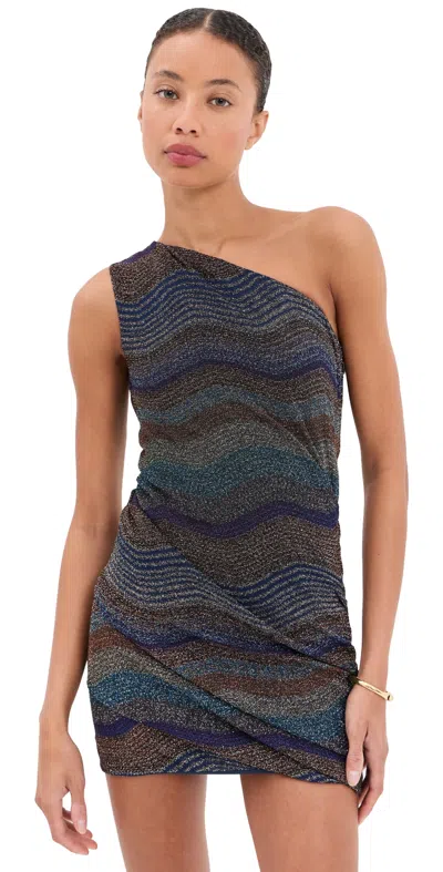 Missoni Sleeveless Short Mini Dress Multi Blue Violet Orange In Purple