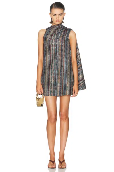 Missoni Sleeveless Short Shift Dress In Multicolor Blue  Red  & Beige