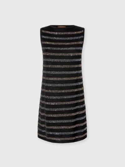 Missoni Sleeveless Striped Mini Dress With Sequins In Black