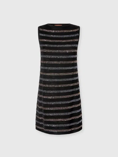 Missoni Sleeveless Striped Mini Dress With Sequins In Black