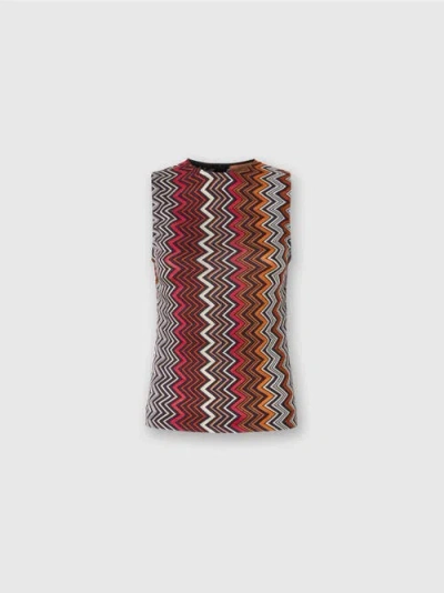 Missoni Sleeveless Top In Wool And Zigzag Viscose In Multicoloured