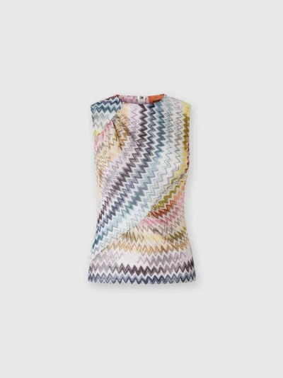 Missoni Sleeveless Top In Zig Zag Lamé Viscose Blend In Multicoloured