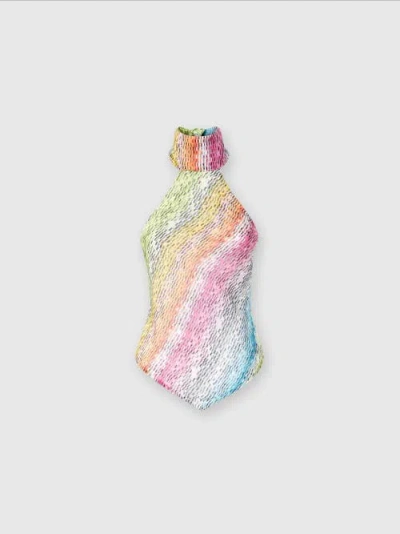 Missoni Sleeveless Turtleneck Top In Printed Cotton And Silk Blend In Multicoloured