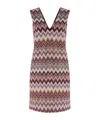 Missoni Sleeveless V-neck Cotton And Viscose Zigzag Mini-dress In Multi-color