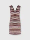 Missoni Sleeveless V-neck Cotton And Viscose Zigzag Mini-dress In Multicoloured