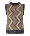 Missoni Sleeveless Vest In Black,gold