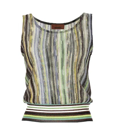 Missoni Sleeveless Metallic Striped Knit Top In Multi