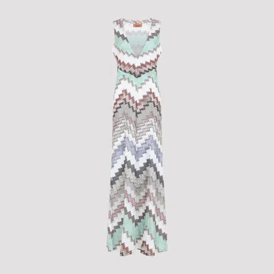 Missoni Sleeveless V-neck Long Dress In Multi