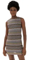 Missoni Sleeveless Mini Dress In Multicolor Brown, Yellow, Pink