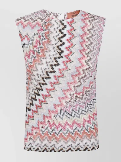 Missoni Sleeveless Zigzag Textured Fabric Top In Pink