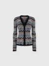 Missoni Slim Buttoned Cardigan With Flame Chevron Pattern In Multi