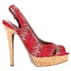 MISSONI SLINGBACK PLATFORM SANDALS IN RED CROCHETED VISCOSE