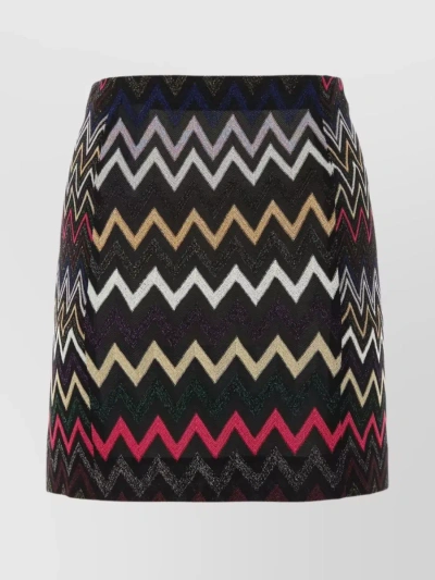 Missoni Slit Front Patterned Mini Skirt In Black