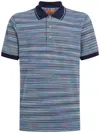 Missoni Striped Cotton Polo Shirt In Blue