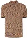 Missoni Slub Cotton Polo Shirt In Brown