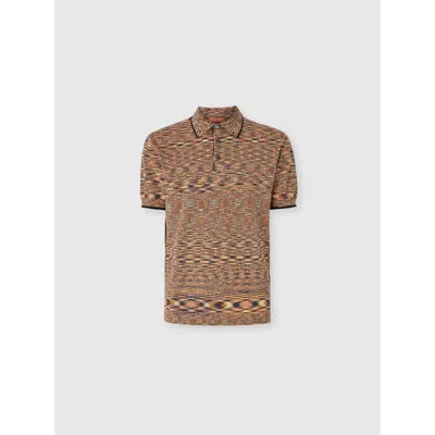Missoni Slub Cotton Polo Shirt In Orange
