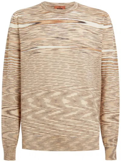 Missoni Slub Crew-neck Jumper In Beige