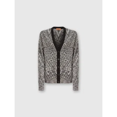Missoni Slub Pattern Wool Cardigan In Multicoloured