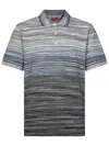 Missoni Handcrafted Cotton Polo Shirt With Tie-dye Print In Grey