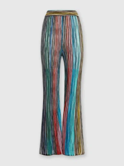 Missoni Metallic Striped Ribbed-knit Flared Pants In Multicolour