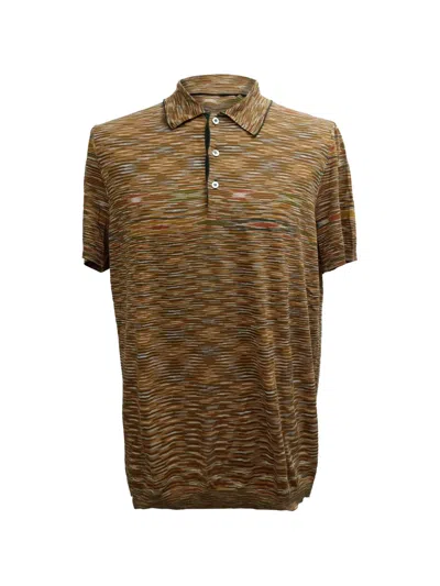 Pre-owned Missoni Slub Short-sleeve Polo Shirt In Brown