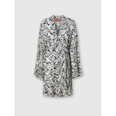 Missoni Slub Zigzag Viscose-blend Cover-up Kimono With Belt
