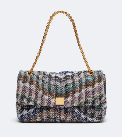 Missoni Small Knitted Shoulder Bag In Blue