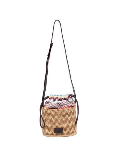 Missoni Small Zig-zag Bucket Bag In Brown