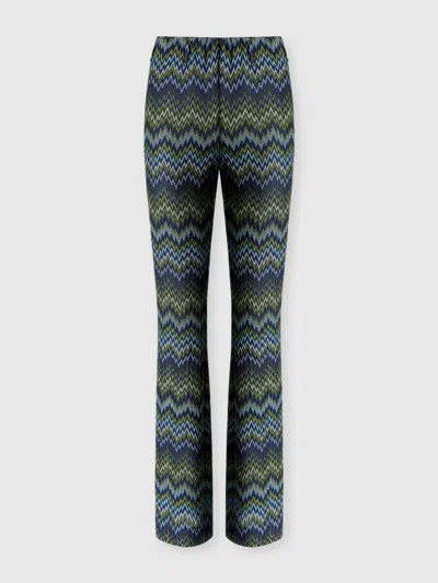 Missoni Snake Motif Viscose Flare Trousers In Blue