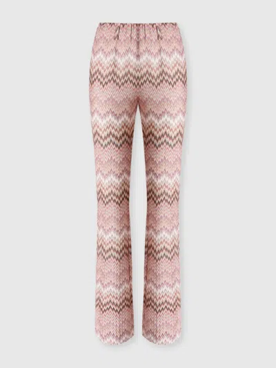 Missoni Snake Motif Viscose Flare Trousers In Pink