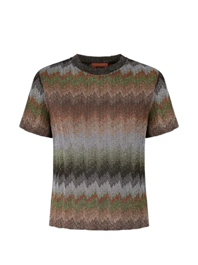 Missoni Snake-pattern Short-sleeve T-shirt In Brown