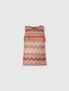 Missoni Sleeveless Top In Viscose Chevron With Snake Motif In Brown